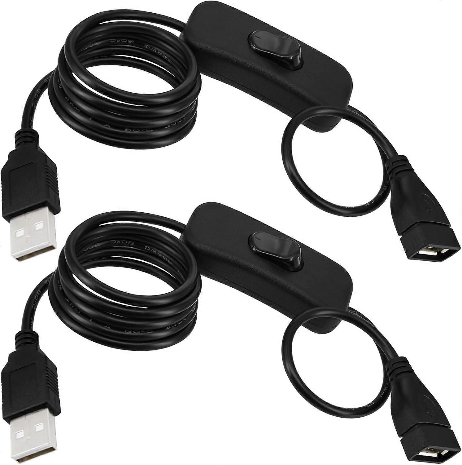 2 Pack USB Extension Cable with Inline Rocker Switch for LED Desk Lamp USB Fan