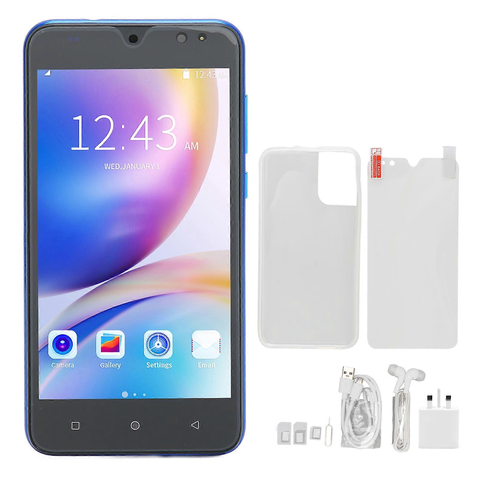 5.45" Android 10 Smartphone, Face Unlock, 128GB Support, Dual SIM, 3G, Blue UK Plug