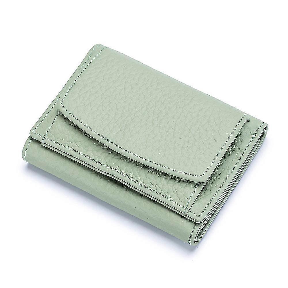 Leather Compact Card Wallets, Thin Front Pocket Purse For Women (green)