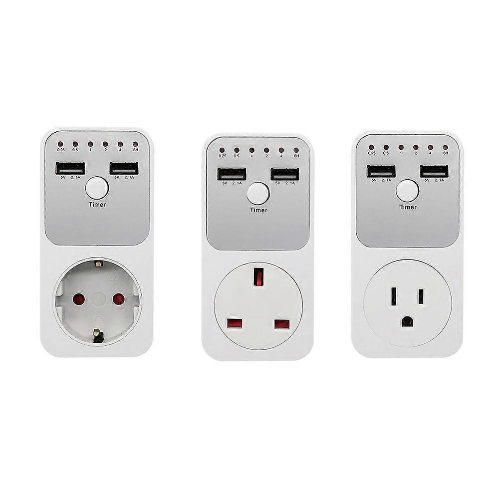 Multifunctional Voltage Protector Intelligent Countdown Timer Socket with 2 USB Ports Time Controller Switch for Home Electrical Appliances