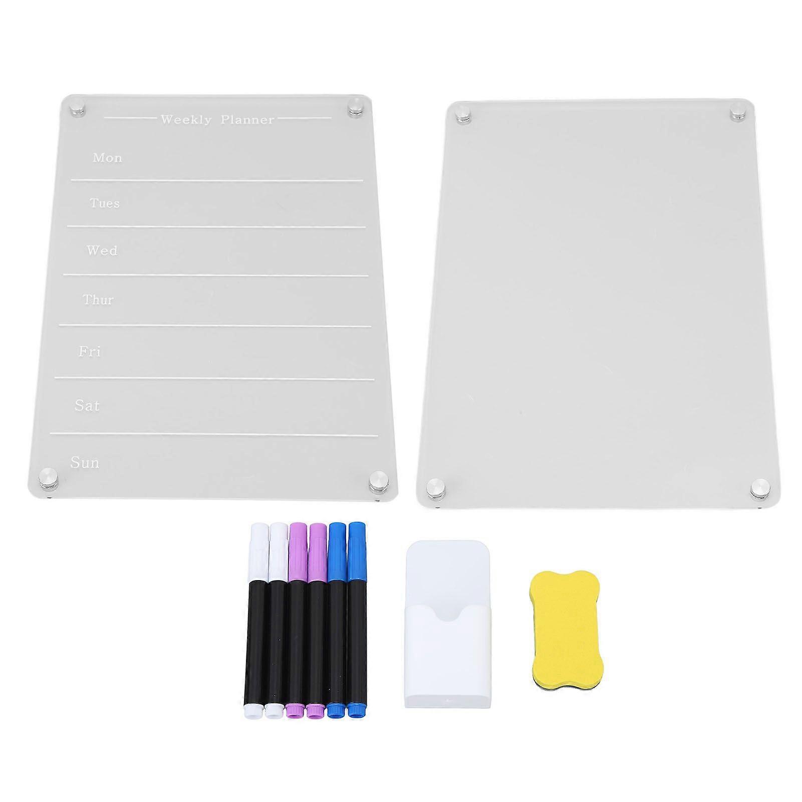 13 X 9.1in Magnetic Dry Erase Calendar Acrylic Planning Bord Memo Board with 6 Markers for Refrigerator Blank Board + Weekly Planner Board
