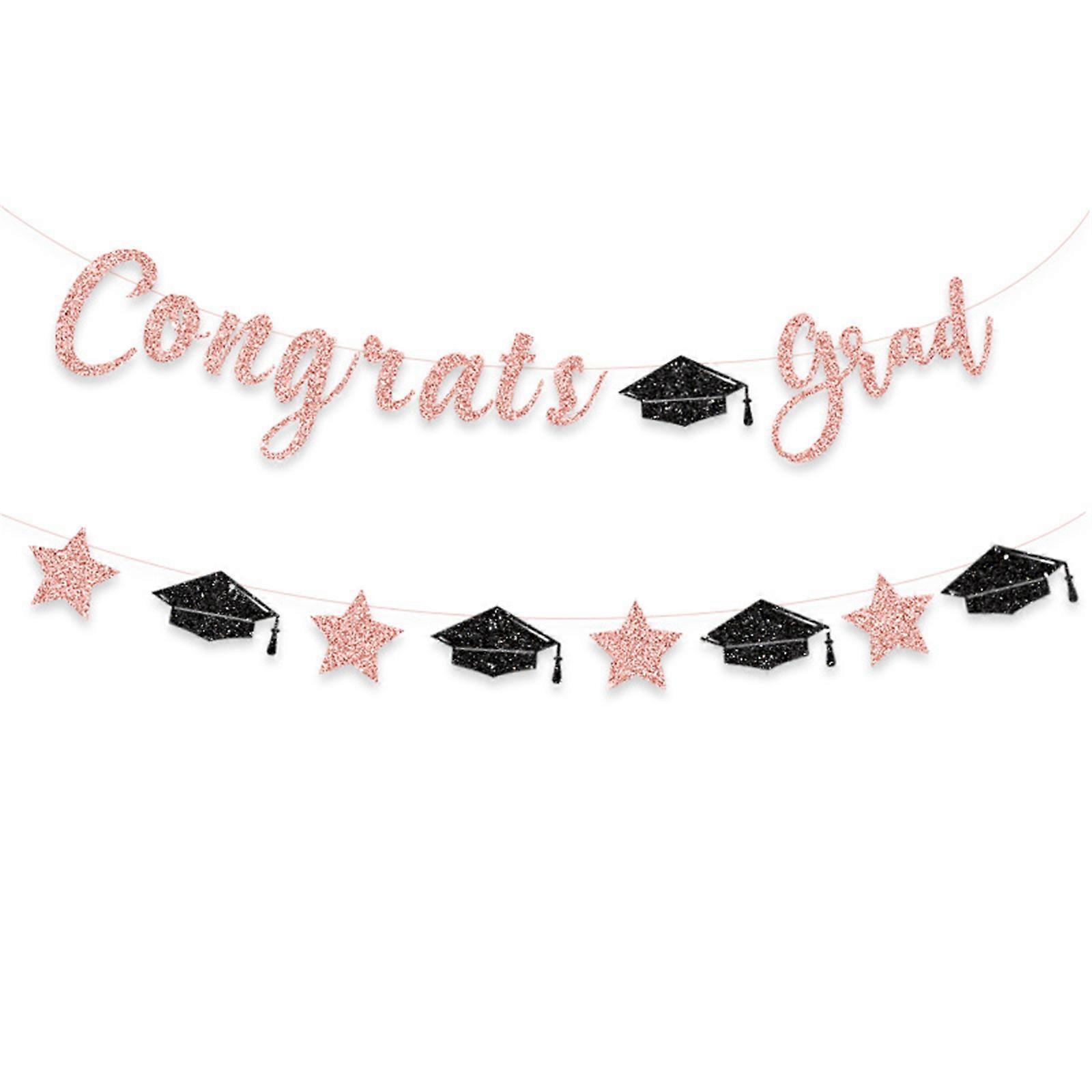 Glittering Graduation Hanging Ornament Graduation Decoration Class of 2025 Graduation Party Decoration for School Party  rose gold