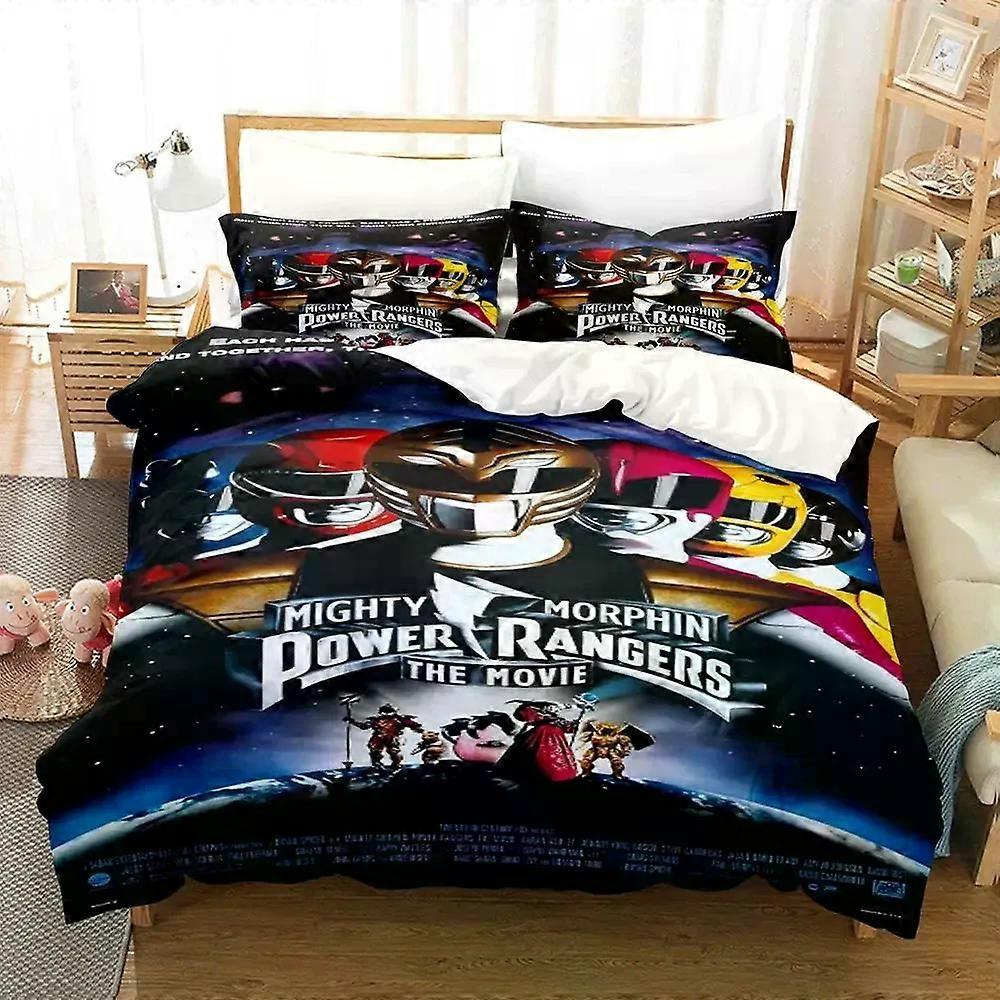 v2147 Lakan Mighty Morphin Singel Dubbel Queen King Size Sängkläder Set Aldult Pojkar Sovrum Påslakan Sets Anime 3-delat sängkläder set (1 Påslakan Cov