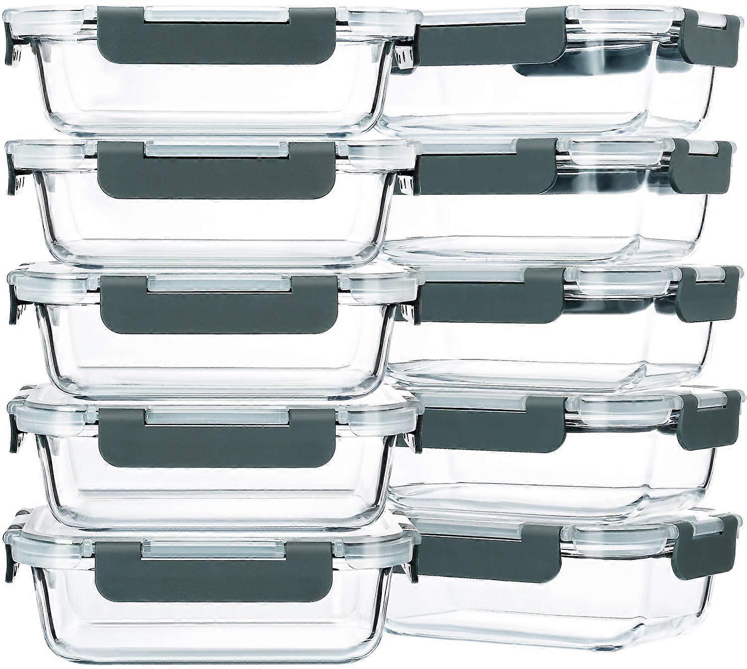 10 Pack 22-Ounce Food Storage Containers Microwave Oven Safe BPA-Free Plastic With Airtight Lids