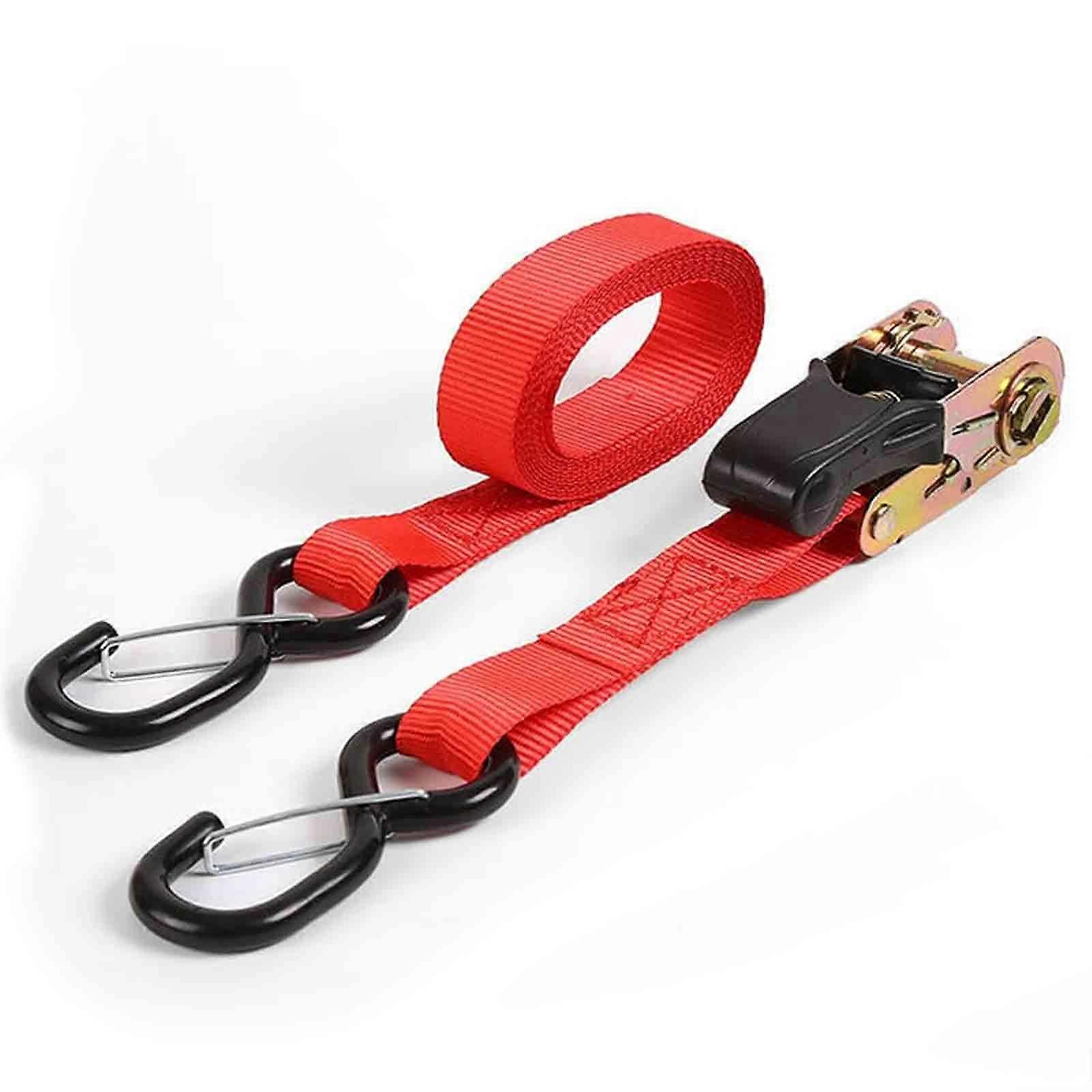 Sangle à cliquet automatique rouge avec crochet recouvert de caoutchouc