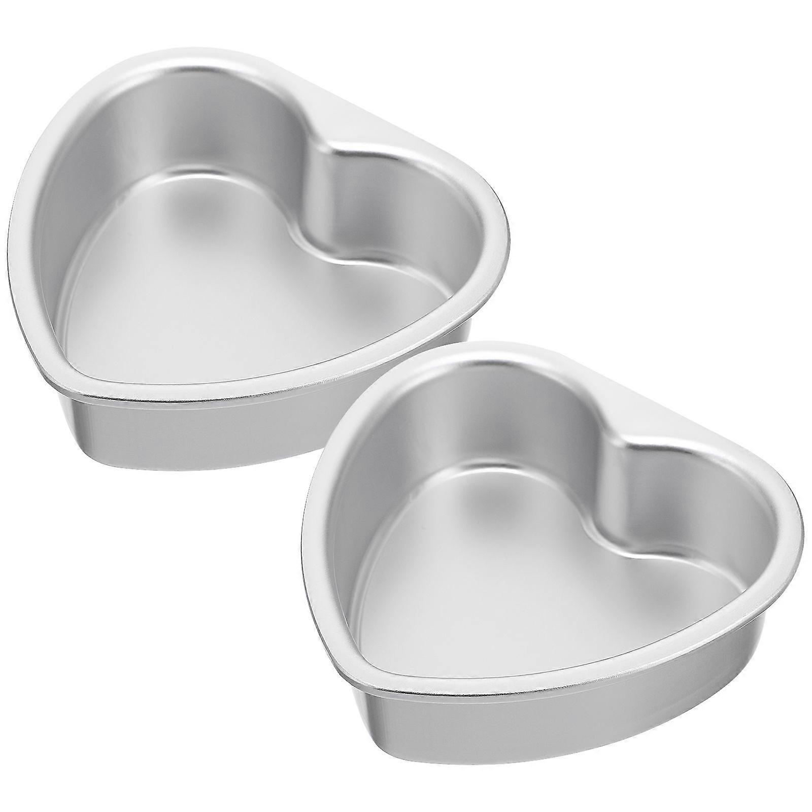 2Pcs Cake Heart Ring Biscuit Baking Tool Heart Cake Pan Cakes Pan with Removal Bottom Baking Mold