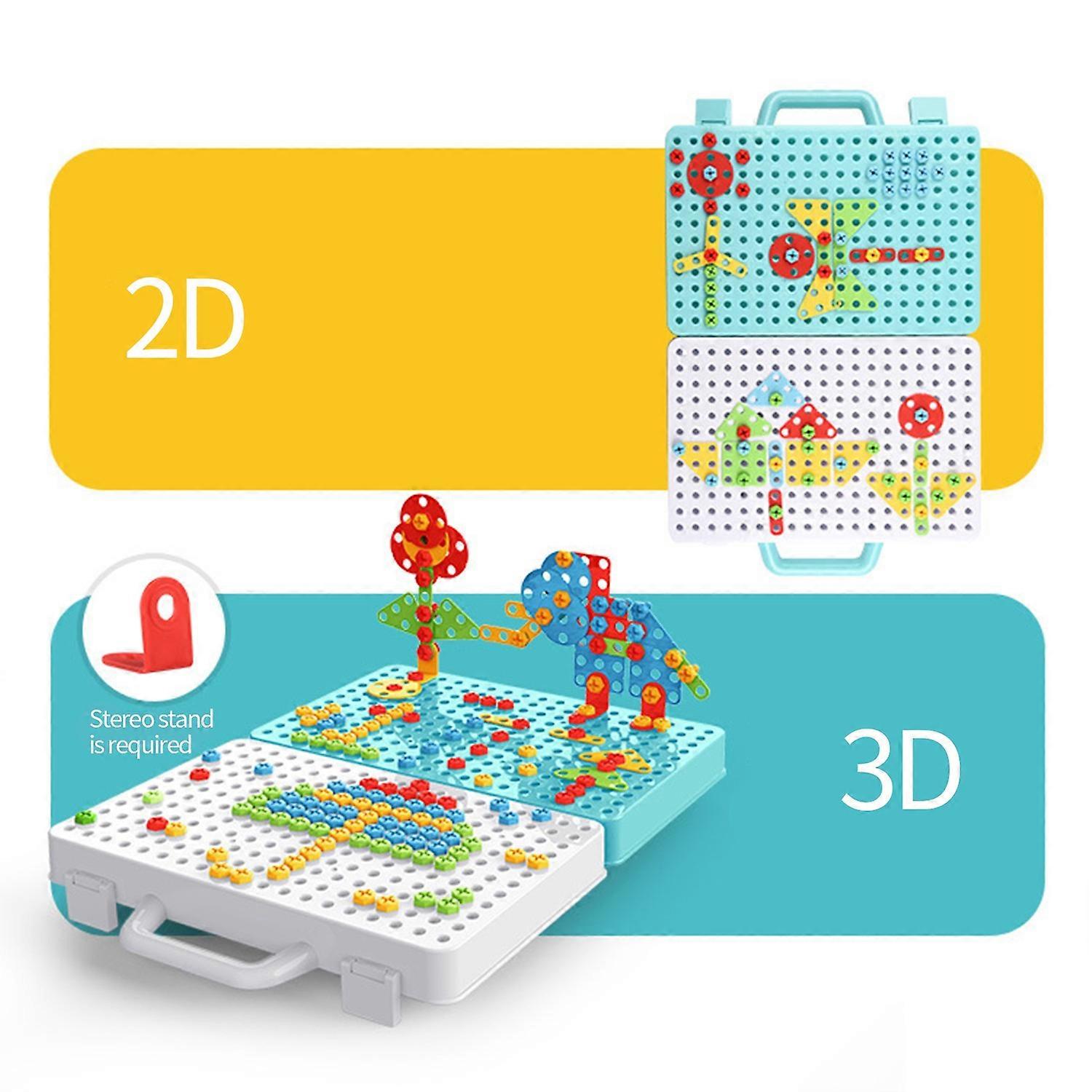 188pcs Electric Drill Construction Building blocks Animals Plants Creative Building Educational Acti