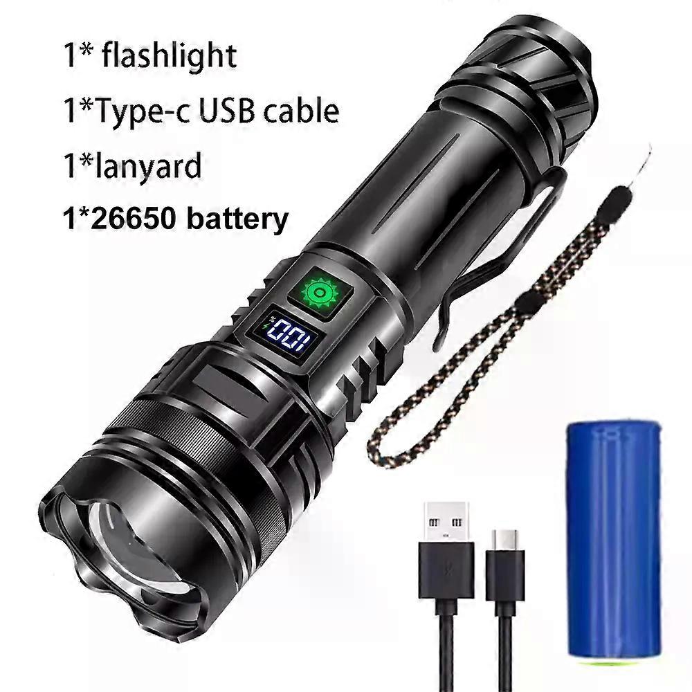 Powerful 1000000 High Lumen LED Flashlight Super Bright Rechargeable Portable Ultra Power USB C Torch lamp Outdoor Emergency use