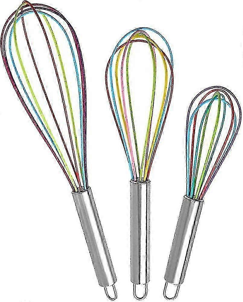 Whisk Silicone, 3 Pieces Kitchen Whisk With Stainless Handle Whisk Small Whisk