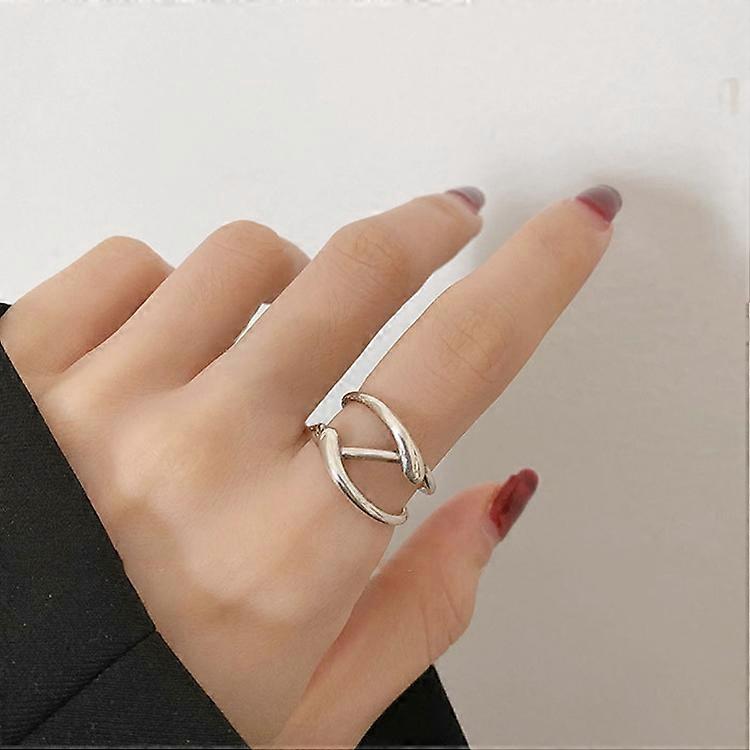 S925 Sterling Silver Cool Style Ladies Combination Ring, Specification:J789