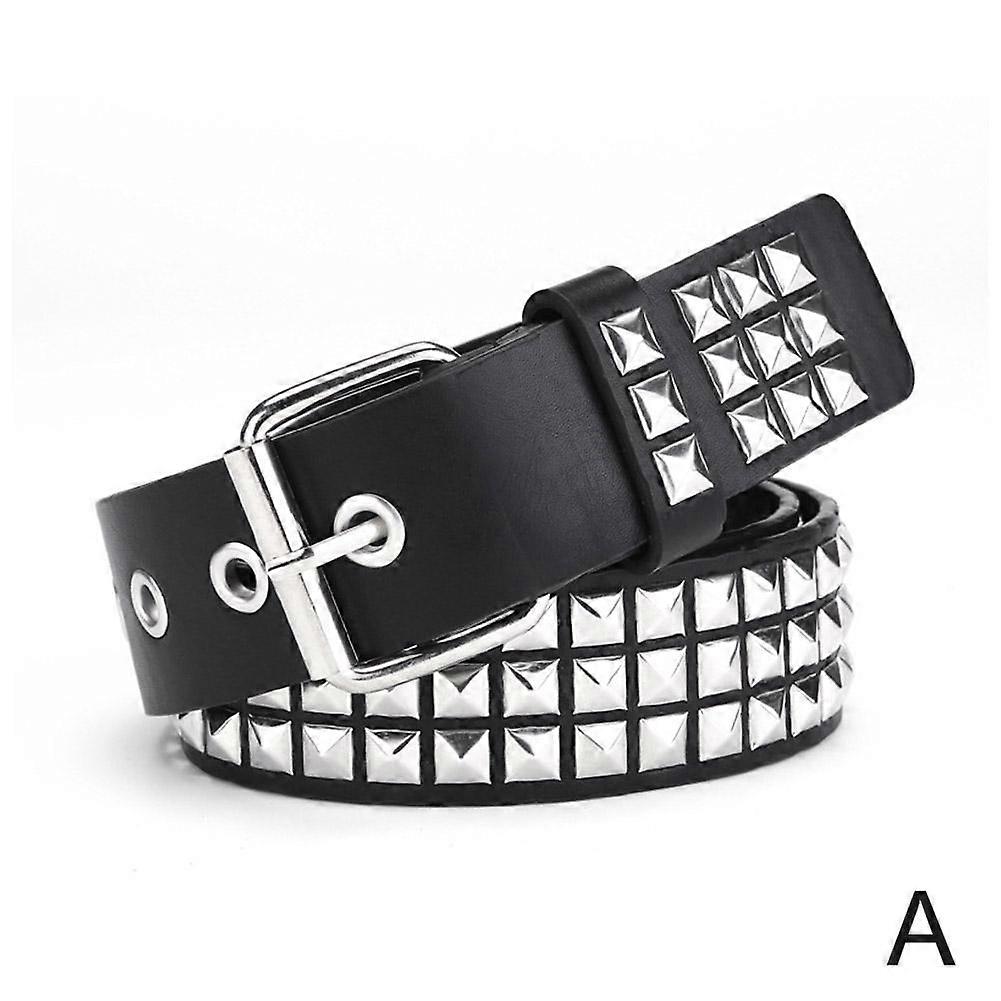 Rivet Hollow Bullet Decoration Belt Man's Goth Rock Fashion Ladies Leather Stud