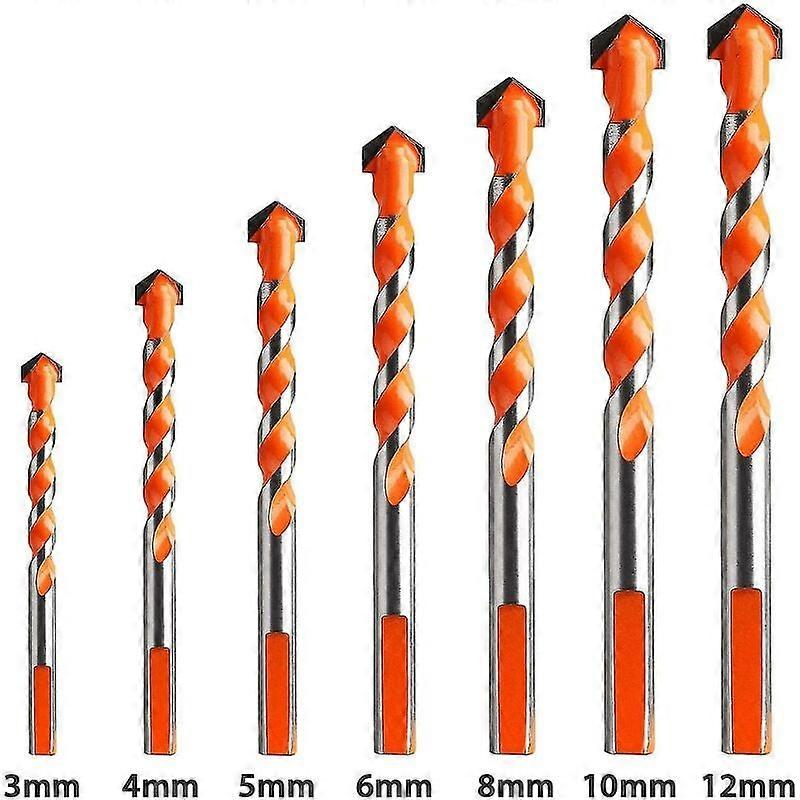 7pcs Carbide Stone Drill Bits Multi-Material Drill Bits Triangle Metal Drill Bits for Tile Concrete Brick