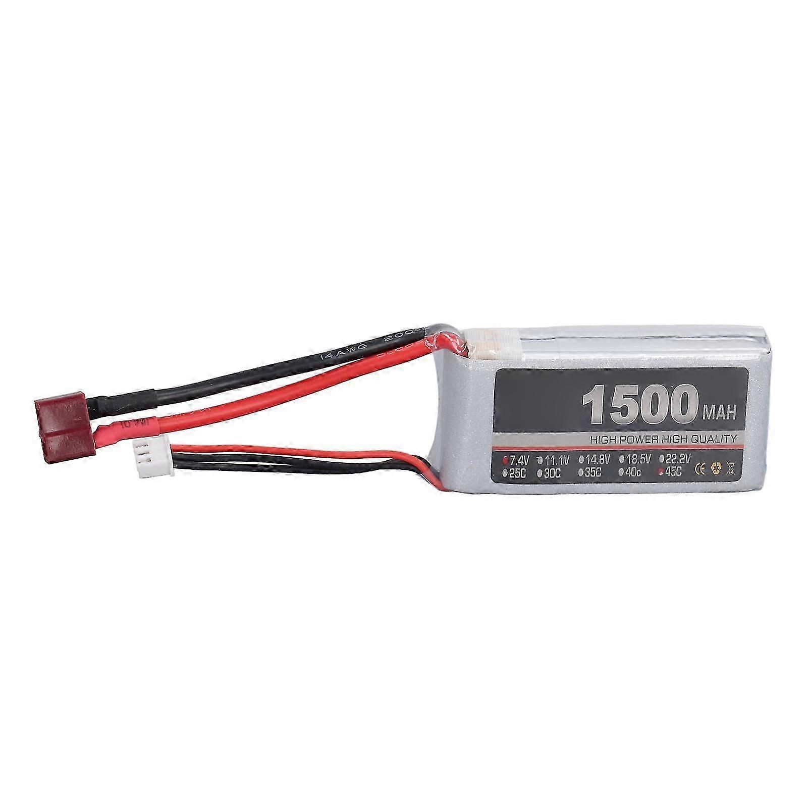7.4V 2S 1500mAh 45C LiPo Battery High Rate LiPo Battery for Remote Control Aircraft Model T Plug