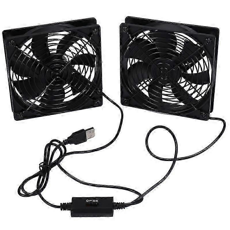 Dual 120mm 5V USB Powered PC Router Fans with Speed Controller High Cooling Fan for Router Modem Re