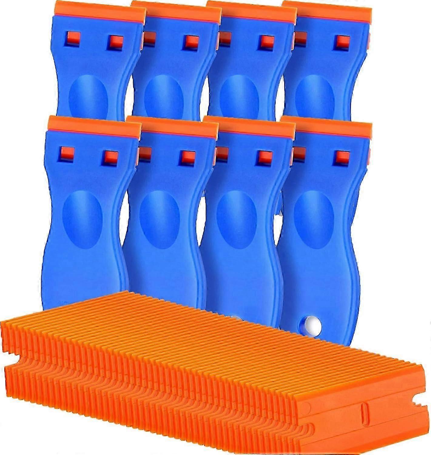 high quality Plastic Razor Blade Scraper Tool, 8pcs Razor Scraper with 100pcs Plastic Blades, Cleaning Scraper Remover for Removal Floor Scraping Labe
