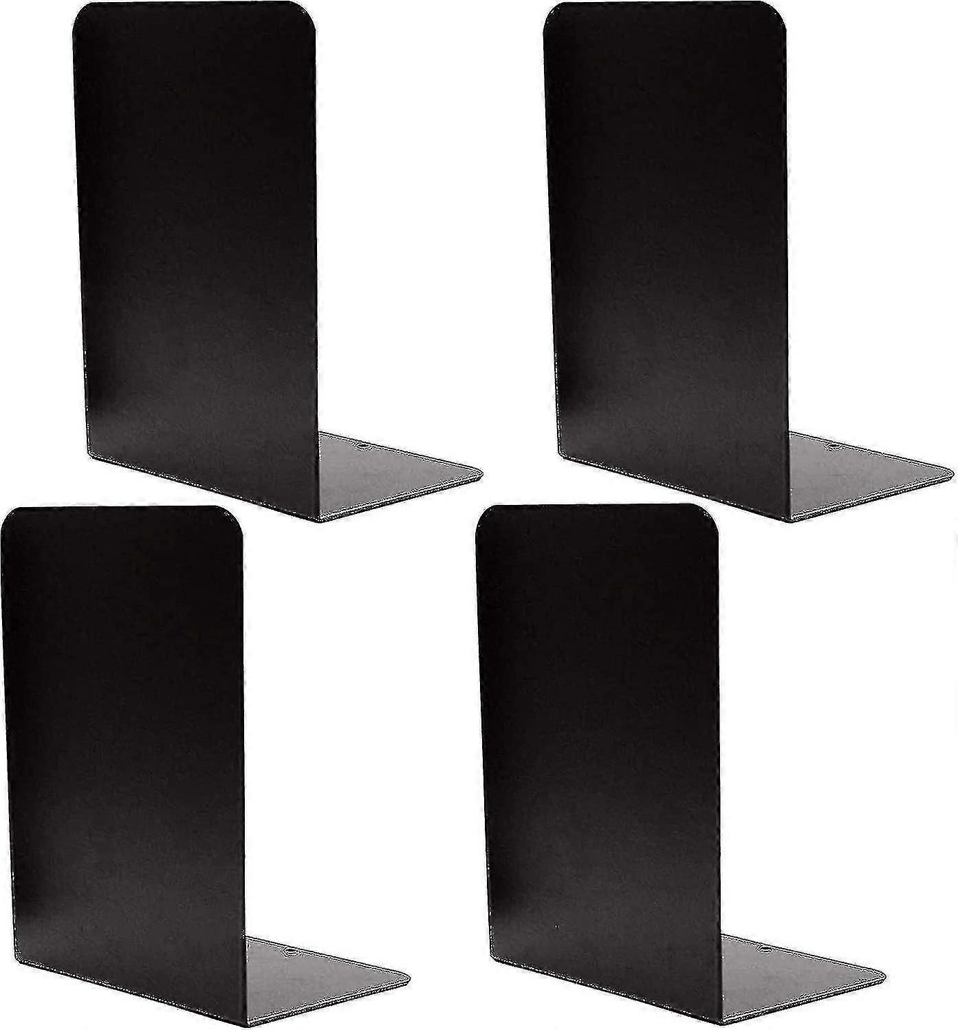 4pcs 헤비 듀티 블랙 장식 금속 Bookends, 금속 책 끝 Supportwith 미끄럼 방지 고무