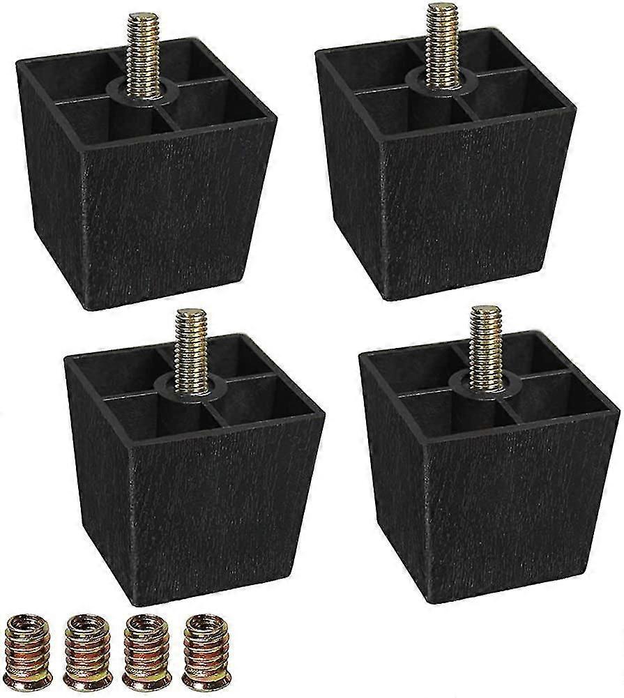 Pés de plástico para sofá de 2 polegadas, pernas para móveis, conjunto quadrado com 4