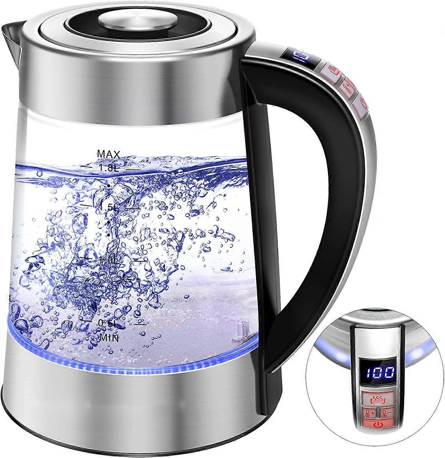 Electric Glass Kettle, 1.8 L, Adjustable Temperature, LED Interior Lighting, Keep Warm Function and Dry Run Protection, BPA Free, 1800 W