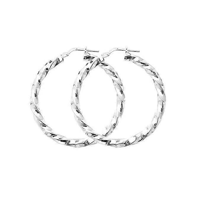 Acotis Silver Hoop Earrings Twisted G5215