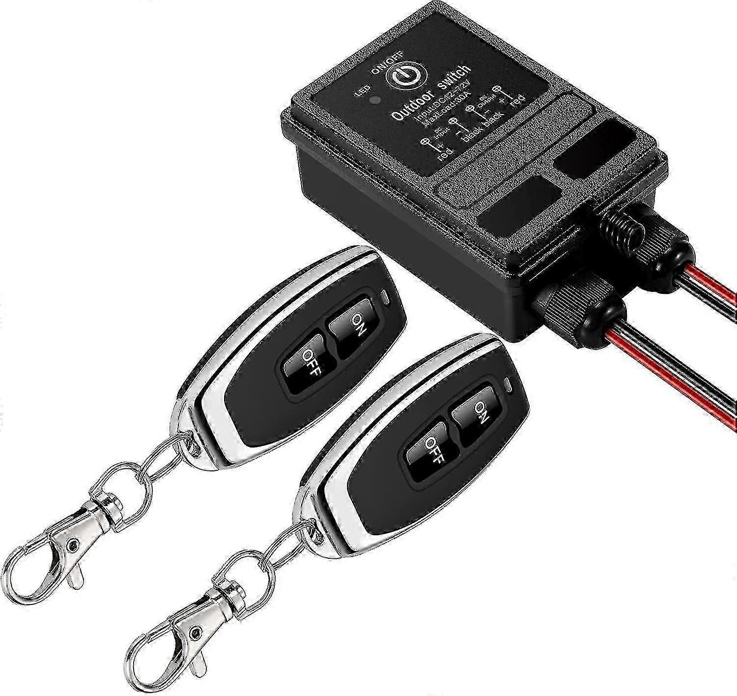 Wireless Remote Switch, Rf Dc 12v/24v/48v/72v Remote Switch, 40a Relay, 328ft Long Harness.