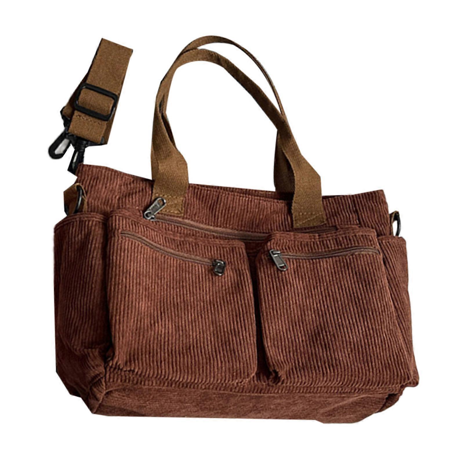 Korean Styles Crossbody Bag for Women Top Handle Bag Simple Messenger Bag Cord Handbag Large Capacity Shoulder Bag  Brown.