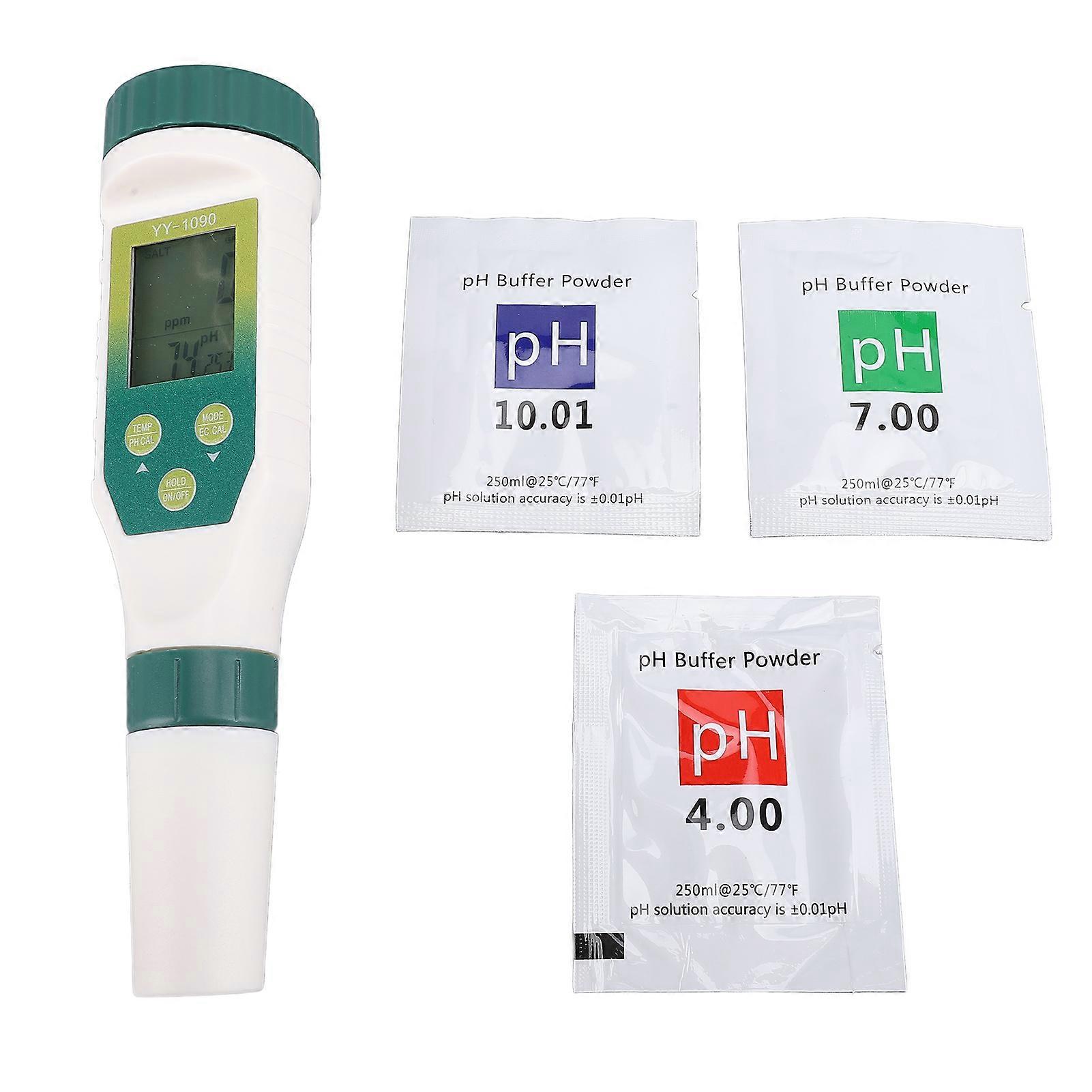 Water Quality Tester 5 In 1 PH Salt TDS EC Temperature Meter for Swimming Pool Drinking Water Aquariums High Accuracy Multi Display