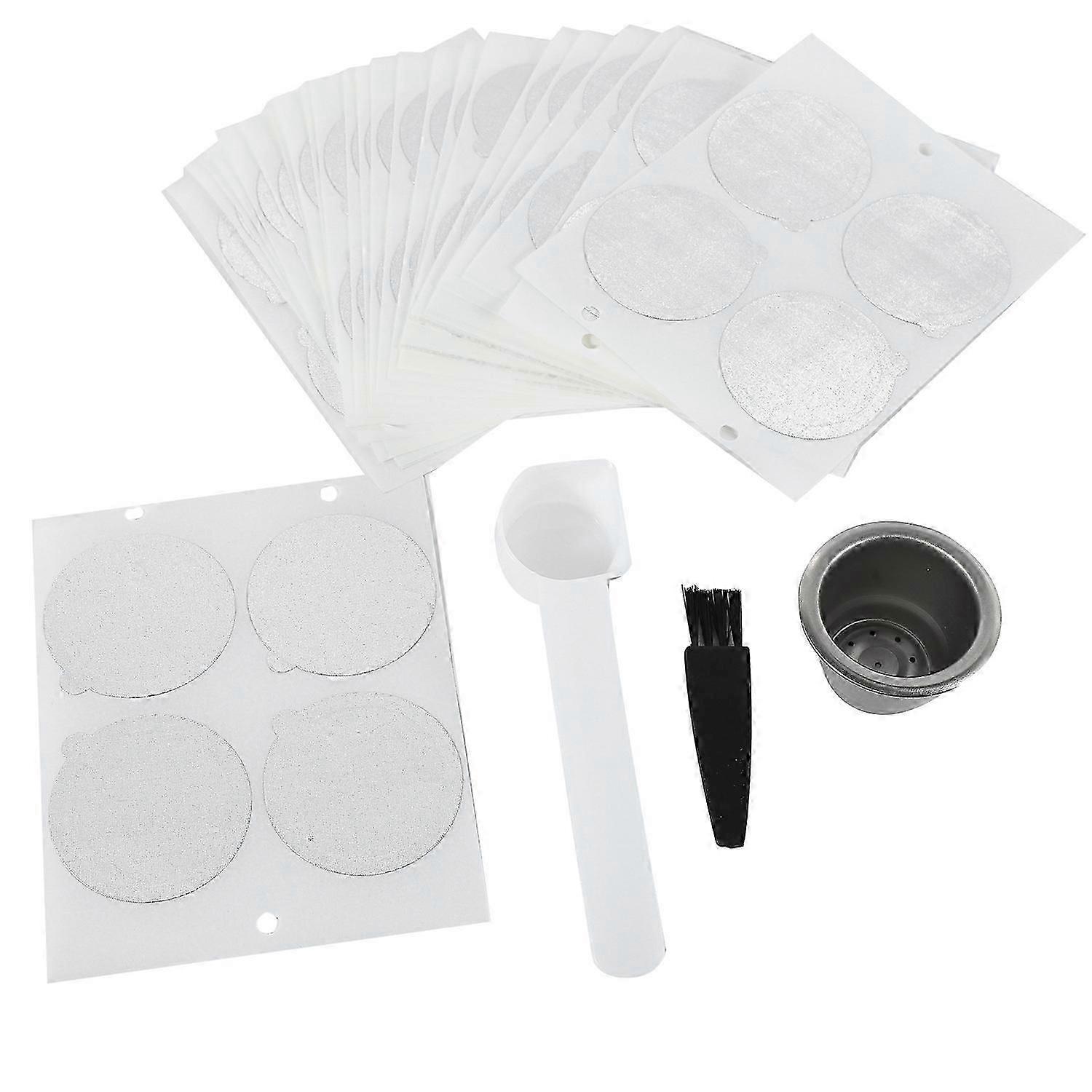 1 Pods 100 Seals Stainless Steel Refillable Coffee Capsule Reusable for Machine Espresso Coffee Mak