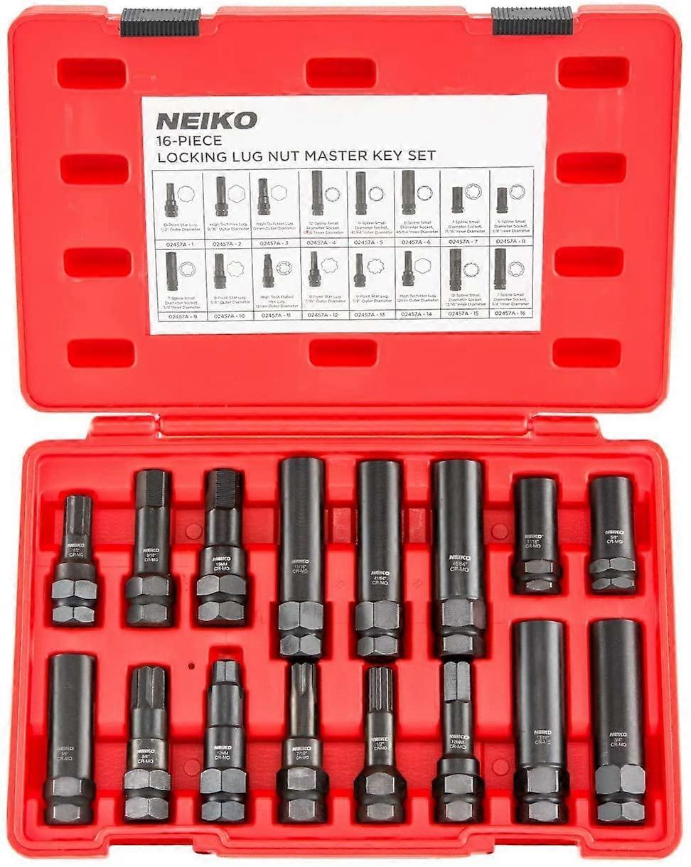 16 Piece Wheel Nut Wrench Set for Aftermarket Factory Tire Wrenches, Durable Steel, Compatible with Most Vehicles