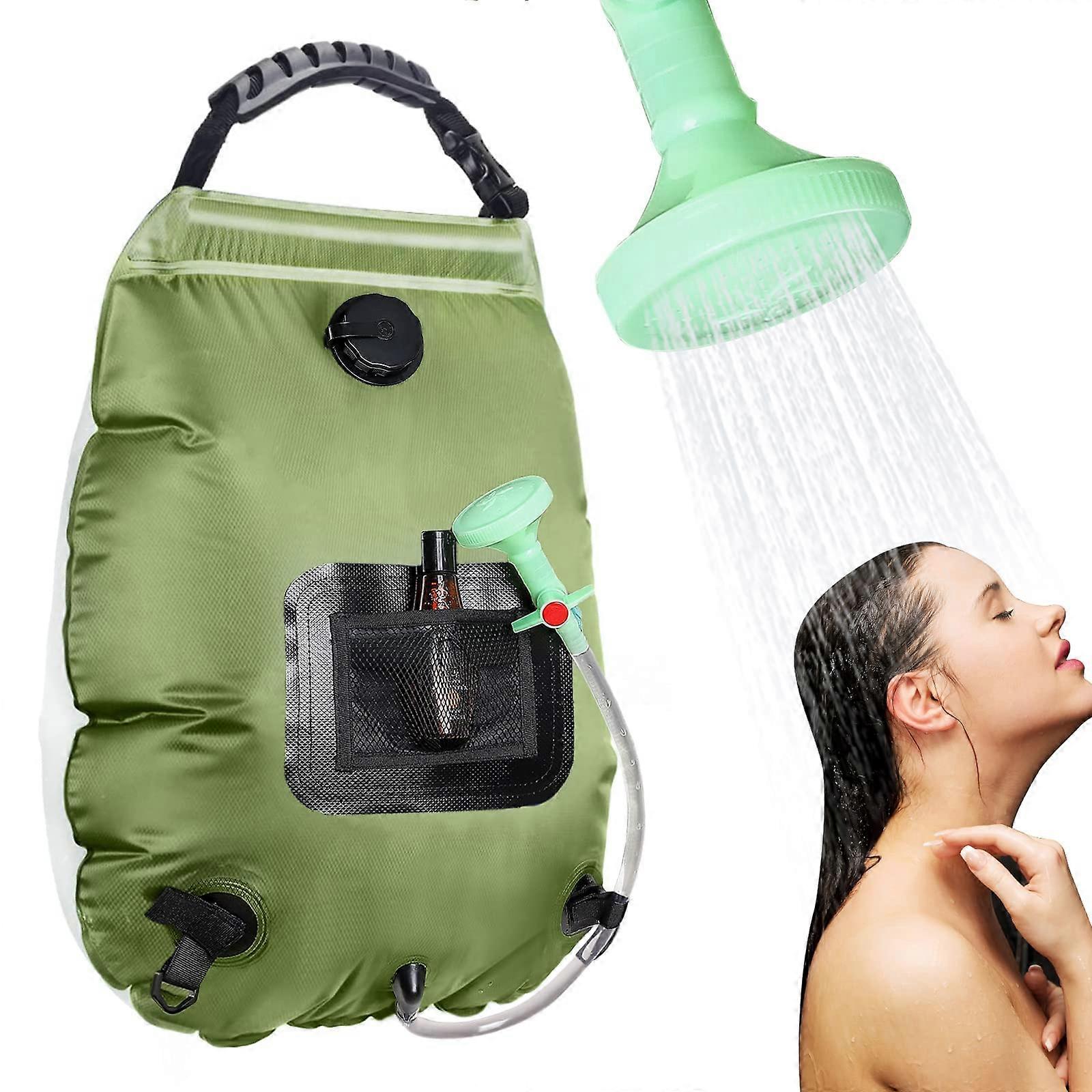 Solar Portable Shower Bag 5 Gallon 20L with Removable Hose and On-Off Shower Head for Camping Hiking Beach Travel