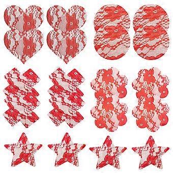 10 Pairs Nipple Covers,Women's Lace Self Adhesive Fabric Nipple Cover Festival Pasties - Heart,Cross,Flower,Pentagram,Circle