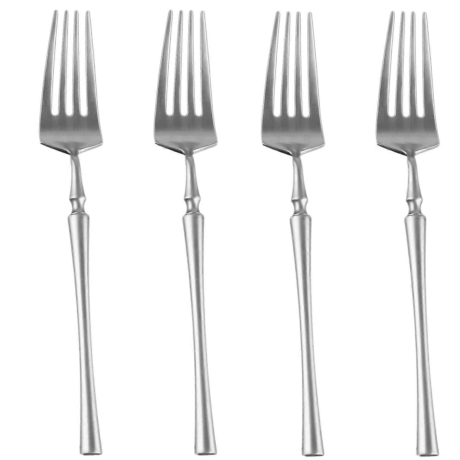 4 Set Matte Silver Dinner Forks for Home Kitchen 7.79 Inch