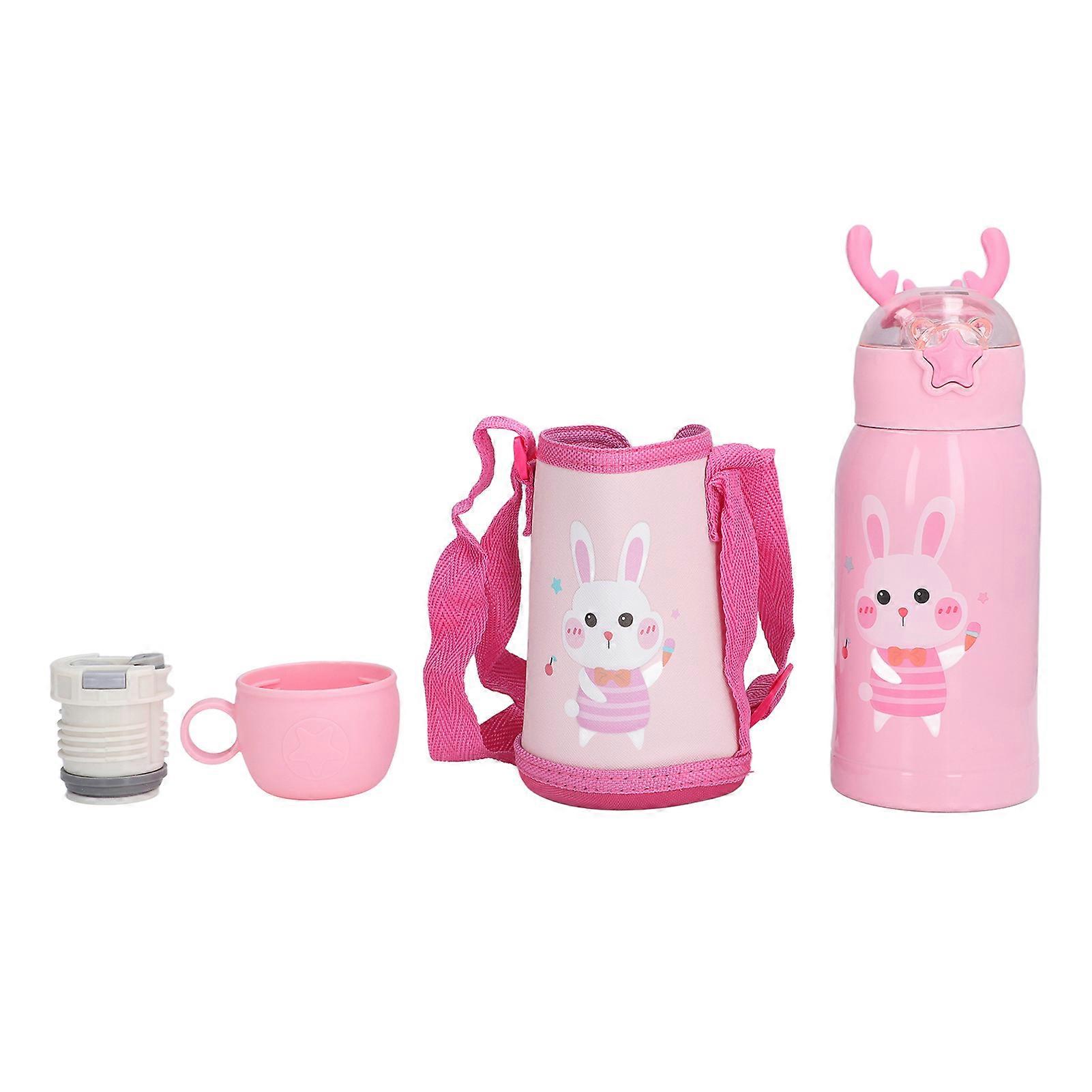 Insulated 500ml Kids' Water Bottle with Temp Display & Pink Rabbit Design