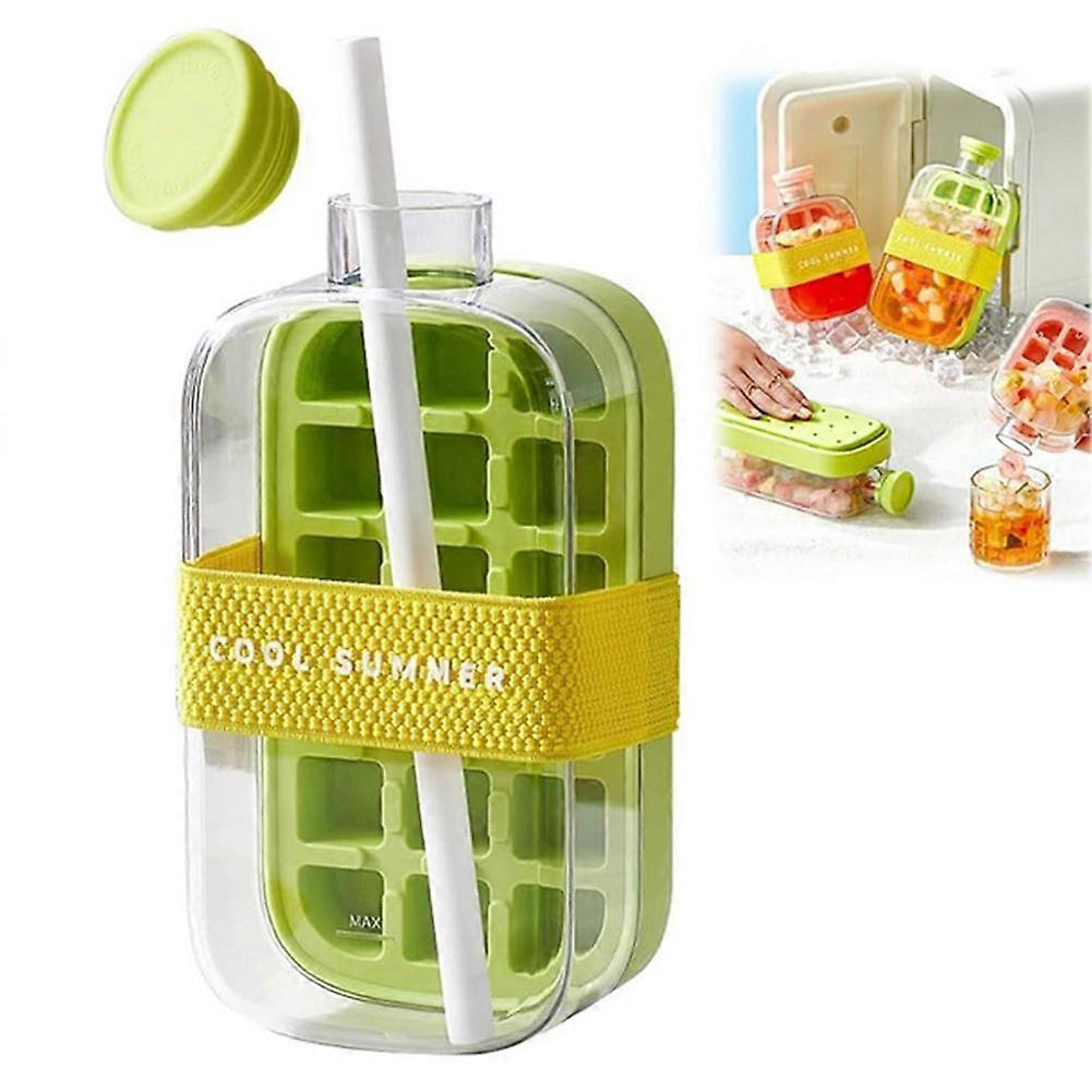 Ice Cubes Bottle with Straw Portable Ice Ball Maker Kettle for Home Party