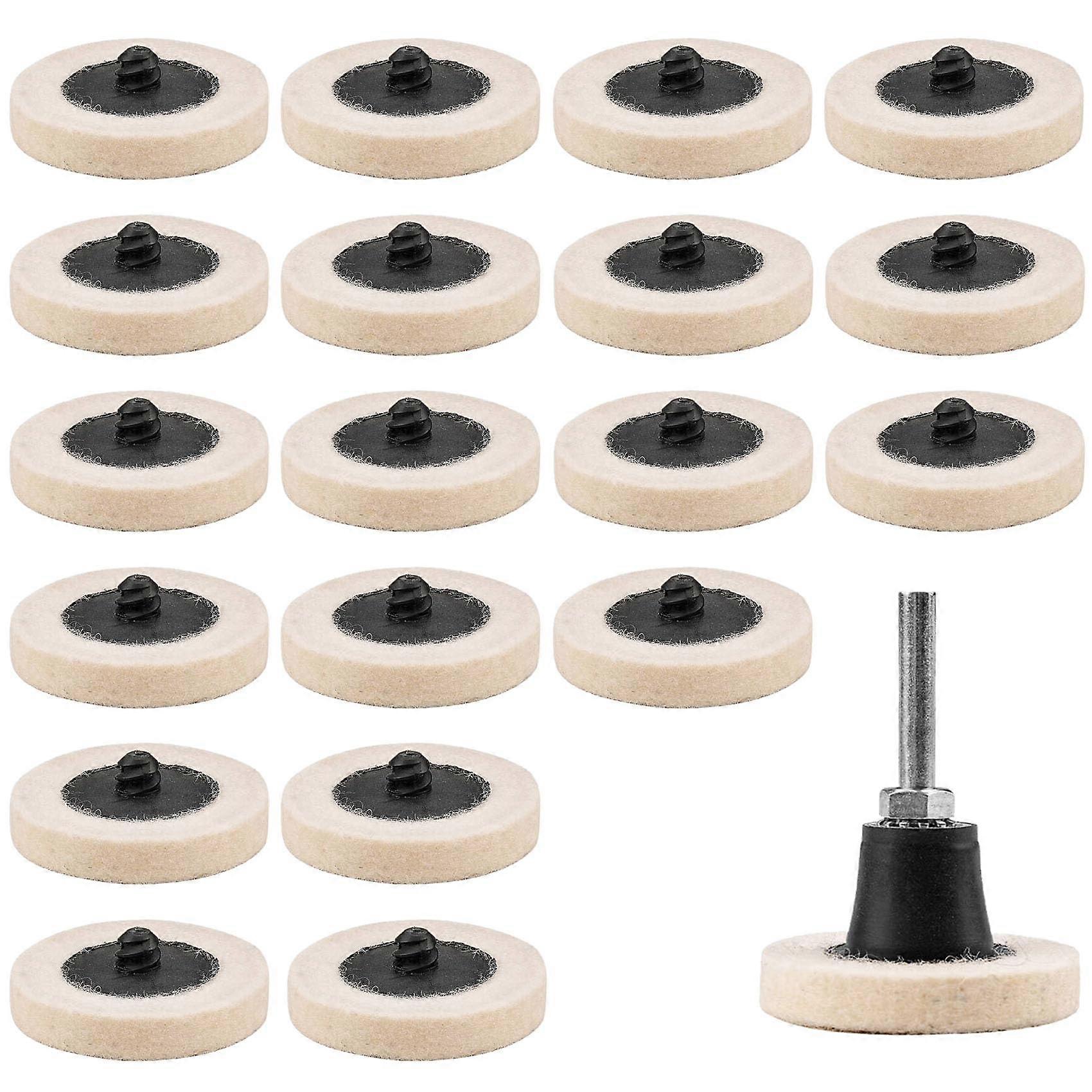 20PCS 2 Inch Quick Change Discs Premium Wool Fine Polishing Wheel with 1/4' Holders for Die Grinder Surface Conditioning (20+1 Plus Kit)