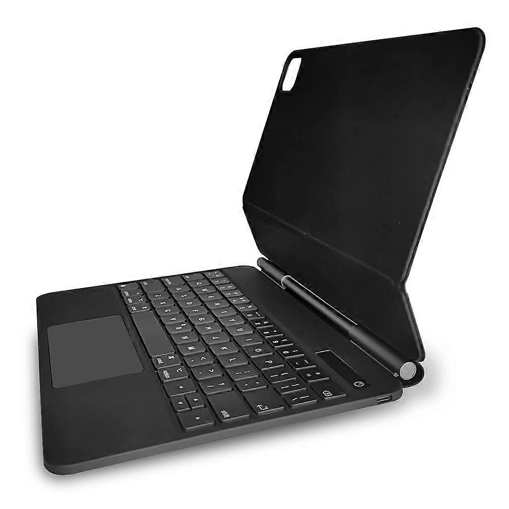 BT Magnetic Suction Touch Control Keyboard with Protective Shell Compatible with Pro 12.9'' 2018- Black(with Backlight)