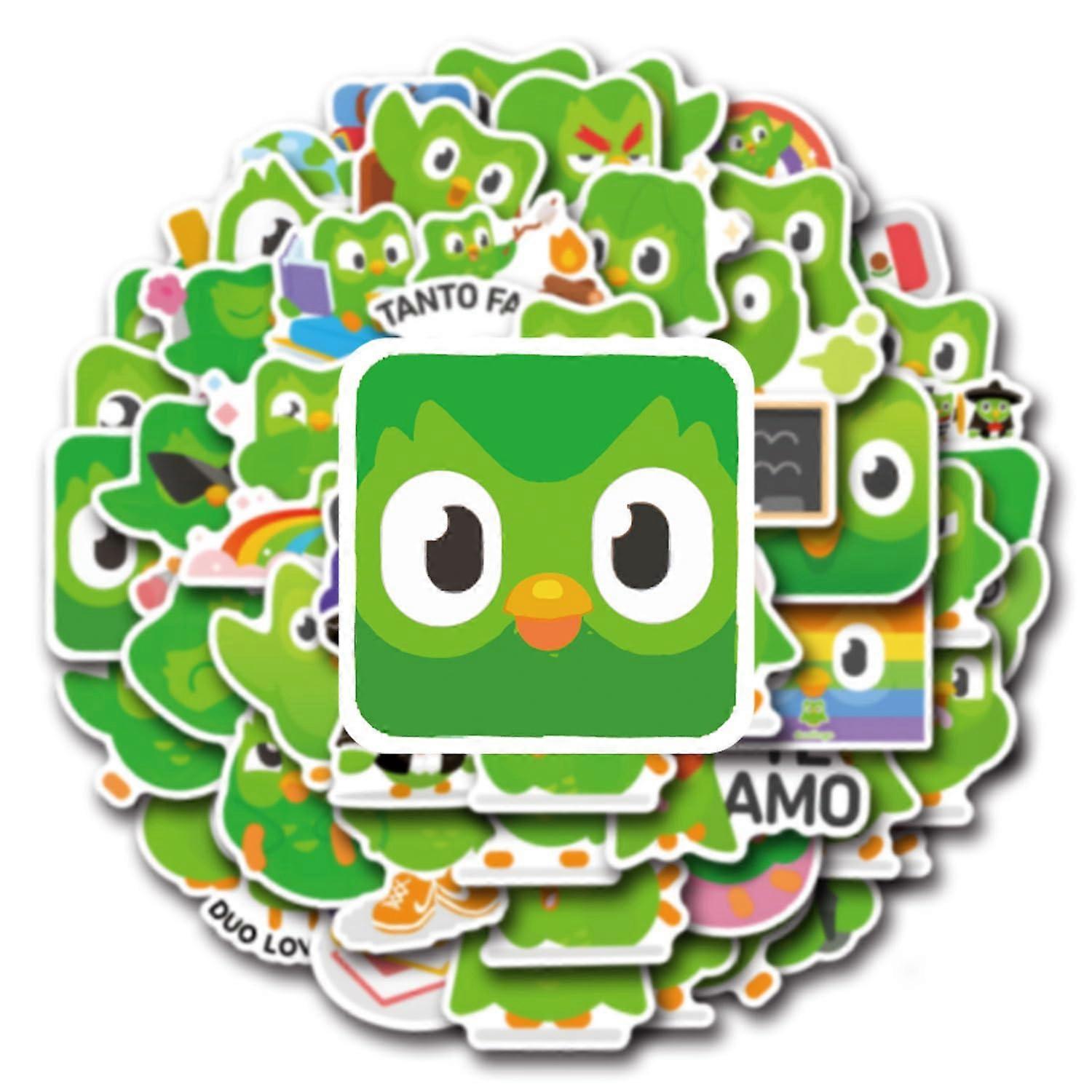 55 PCS Owl Stickers Set, Cute Cartoon Green Owl Decorative Stickers for Language Application and Craft Projects