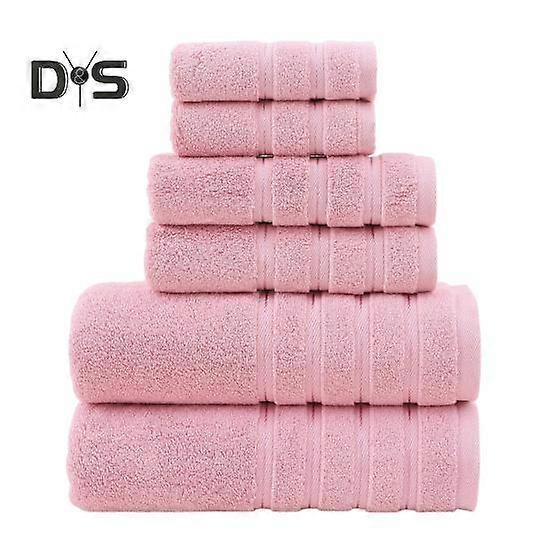 6 Pcs/Set Towel Set Includes 2 Bath Towels 2 Hand Towels 2 Washcloths Different Size Highly Absorbent Cotton Anti-Shrinkage Home Hotel Kitchen Towels