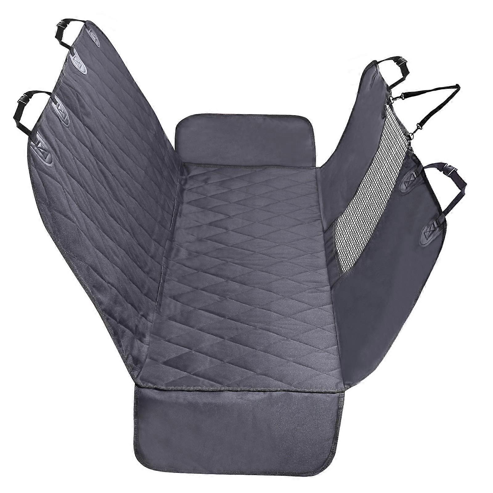 Dog Seat Cover for Back Seat with Mesh Window, Black, Size S, Extra Strap Buckles for Enhanced Stability