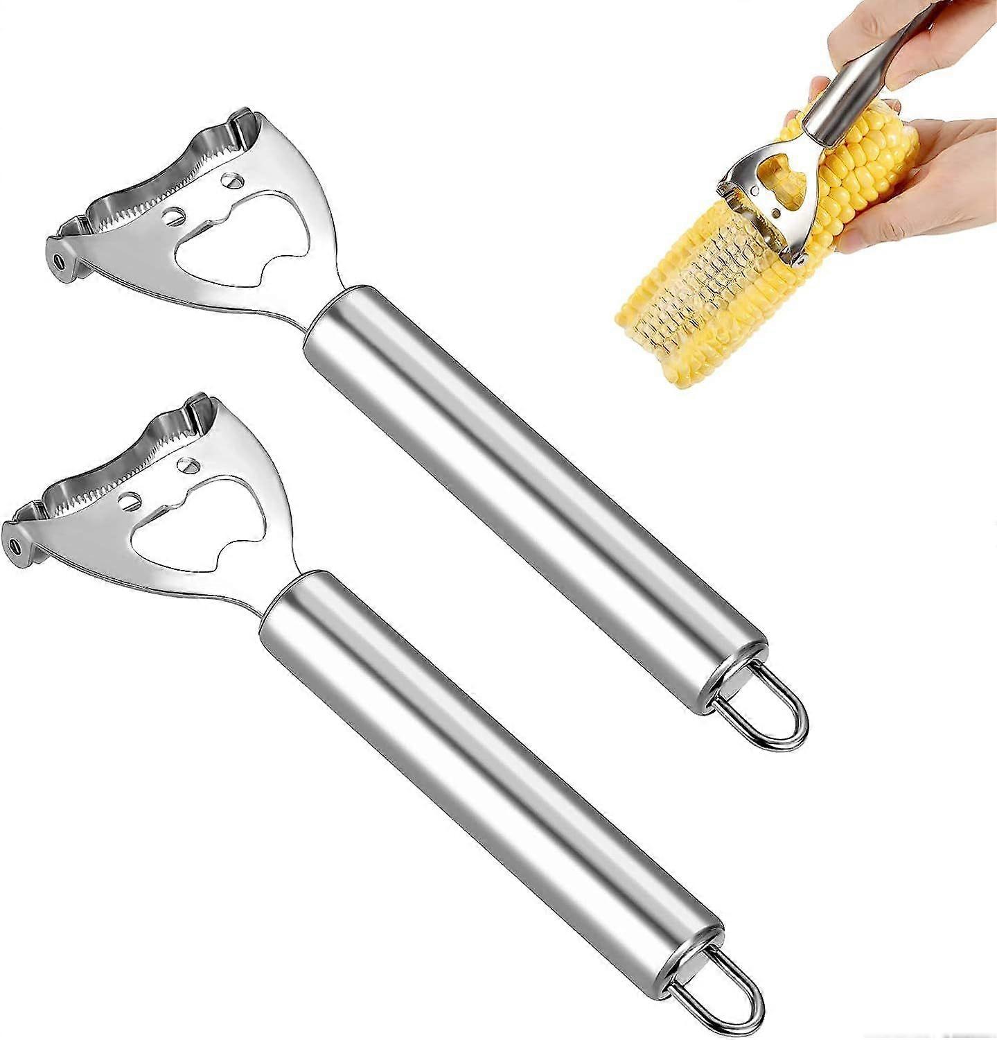 Corn Peeler for Corn on the Corn Cob, Corn Cob Stripping Tool, Stainless Steel Corn Cutter from Corn Cob for Kitchen with Cup