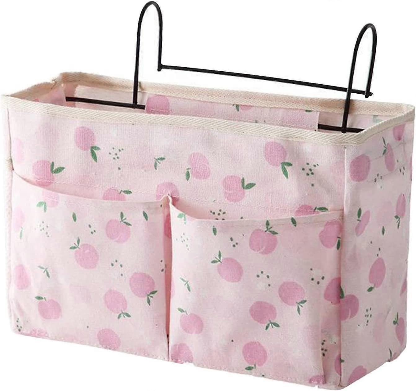 Storage Pocket, Hanging Fabric Bedside Storage Bag Dormitory Multi-Functional Sorting Storage Bag Double Hook 2pcs (D-2)
