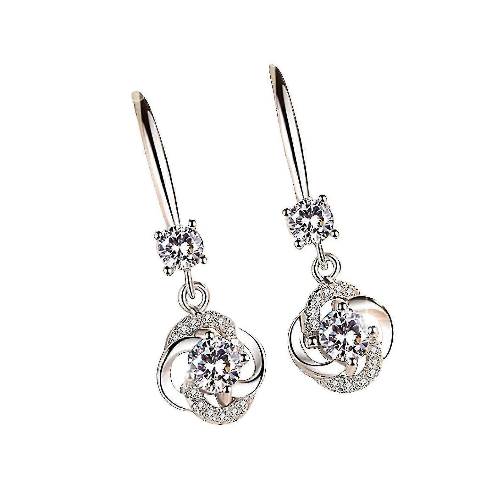 Hot Selling Diamond-studded Creative Earrings Temperament Long Four-leaf
