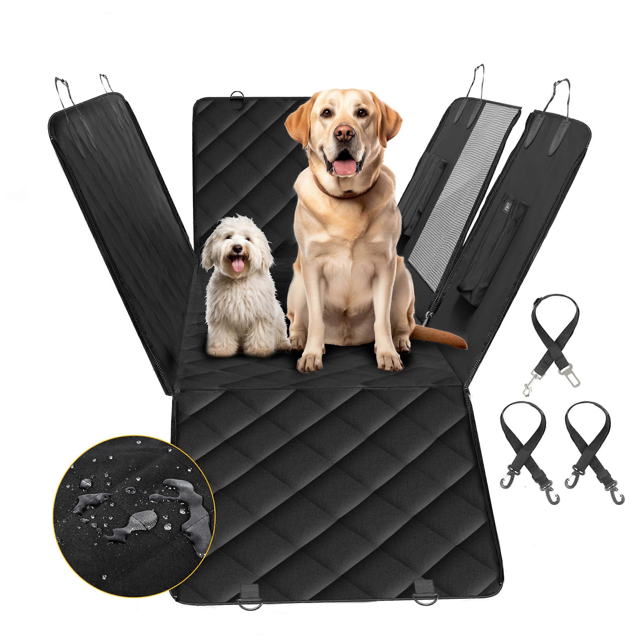 Dog Car Seat Cover for Back Seat, Pet Seat with Mesh Window, Dog Hammock Protector, AntiScratch Nonslip, XLarge, Black
