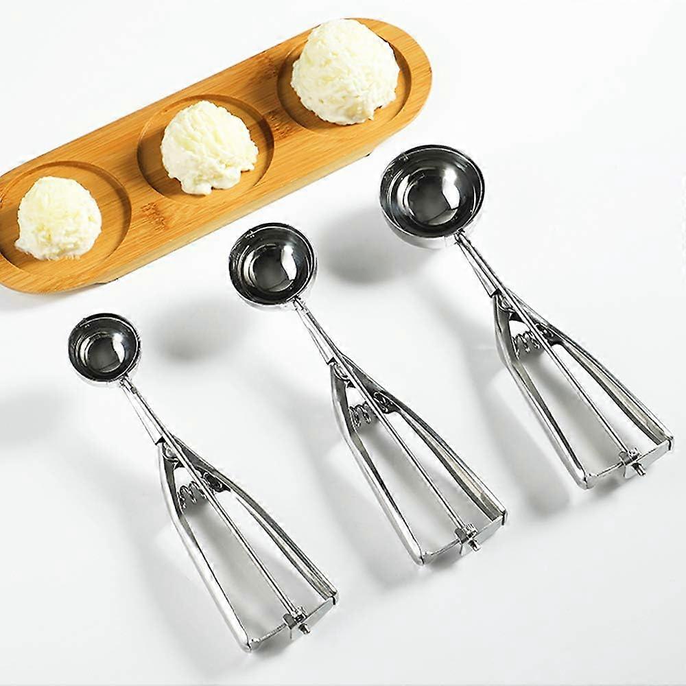 For Cookies Set of 3 Stainless Steel Ice Cream Scoops with Trigger  Cake Dough  Cupcake  Muffin  Melon  Meatball