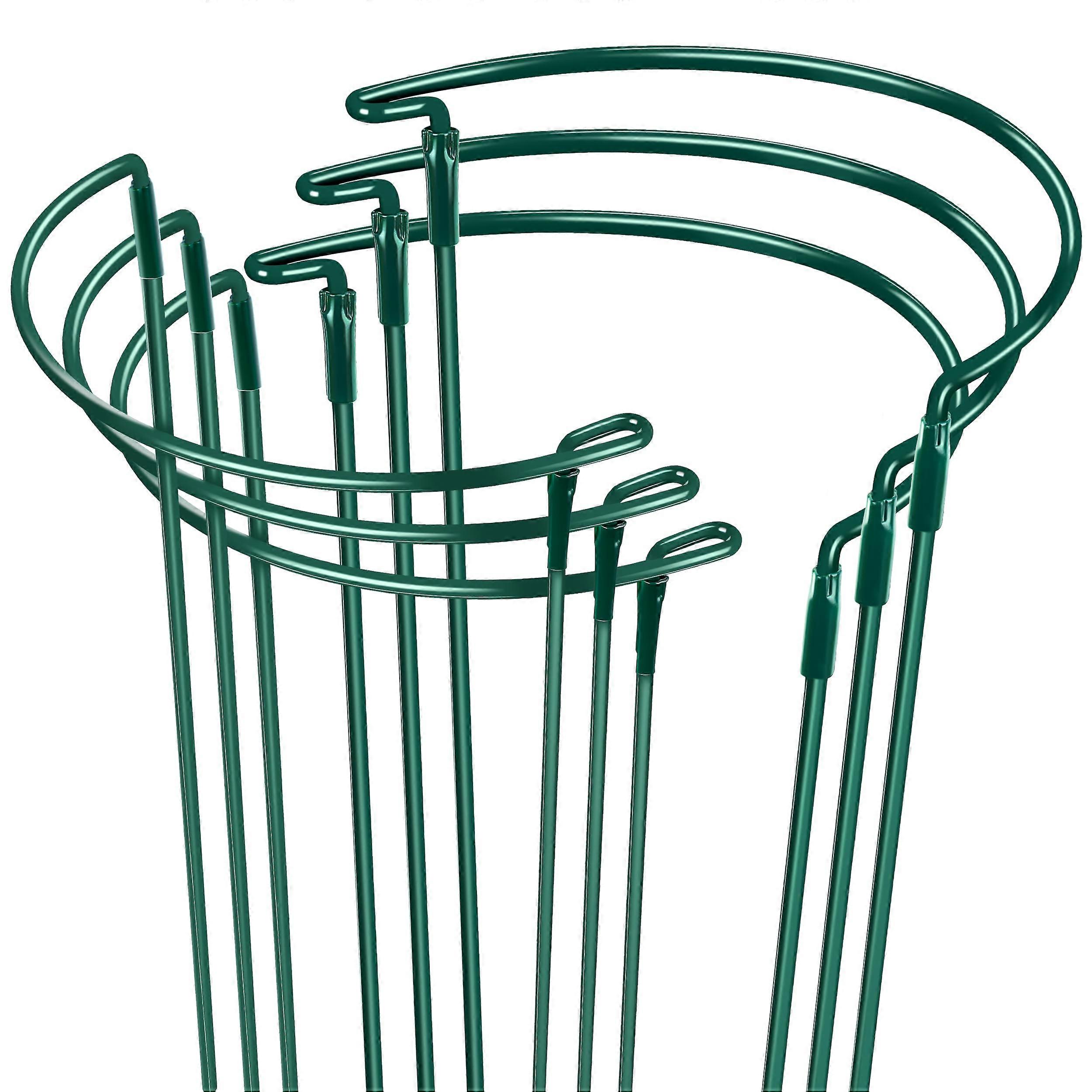 Plant Supports Stakes 6PCS, Half Round Metal Garden Stakes for Peony Cages, Green Support Ring, Durable and Sturdy Design