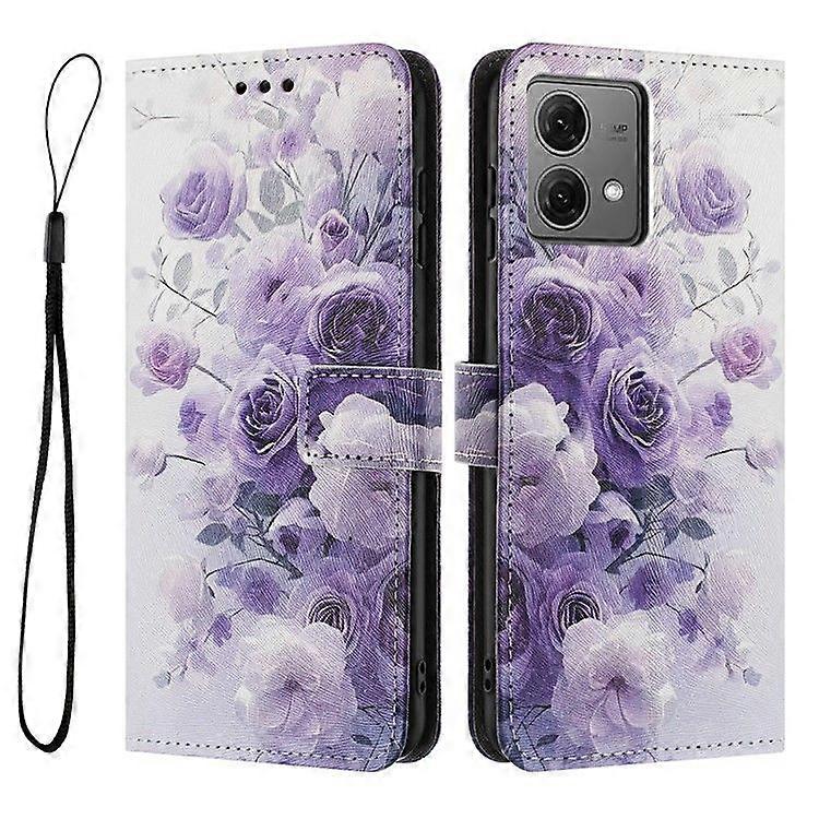 For Motorola Edge 40 Neo 5G Case Pattern Printing PU Leather Wallet Phone Cover with Lanyard