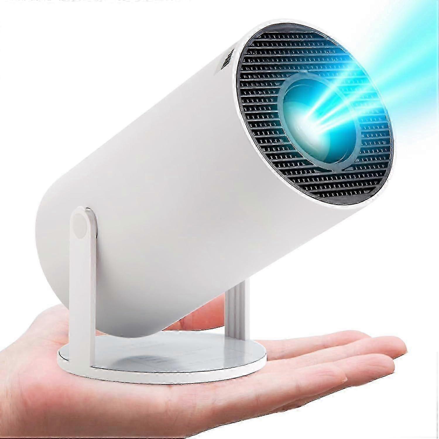 Mini Projector, Hy300 5g Wifi Bluetooth Projector 4k 200 Ansi Smart Projector. 130 Inch Screen, 180 Degree Flip Portable Projector (white)