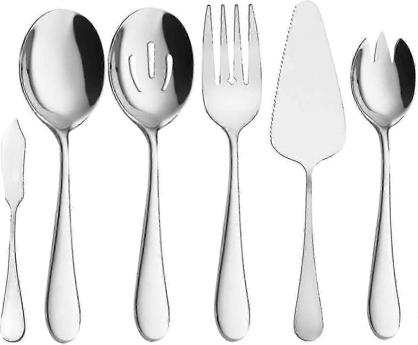 Serving Utensils, Buffet Serving Set, 6 Pieces Stainless Steel Dinner Set