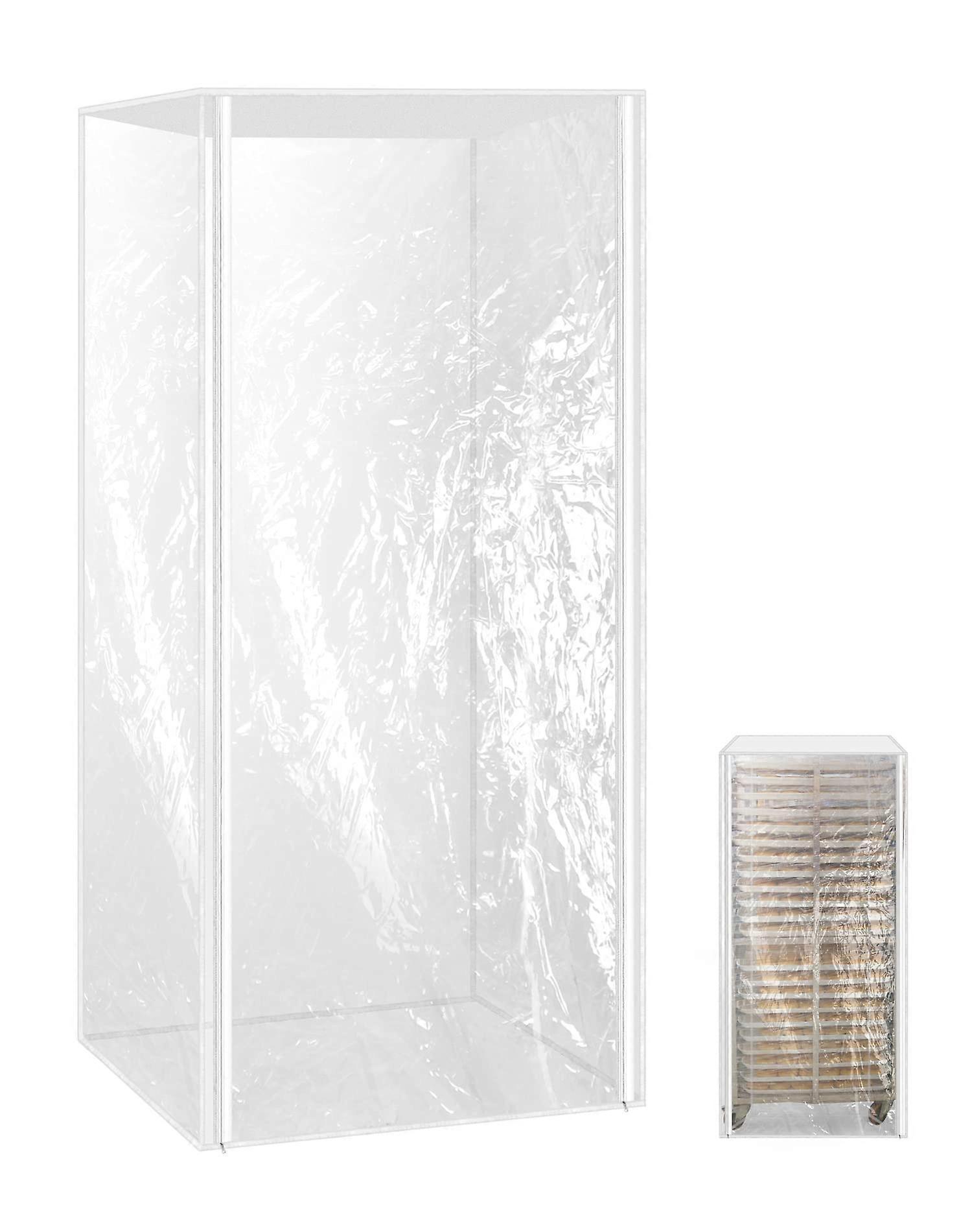 Bun Pan Rack Cover with Zippers, Clear Plastic, 28" L x 23" W x 61" H, 20-Tier Food Storage Rack Cover