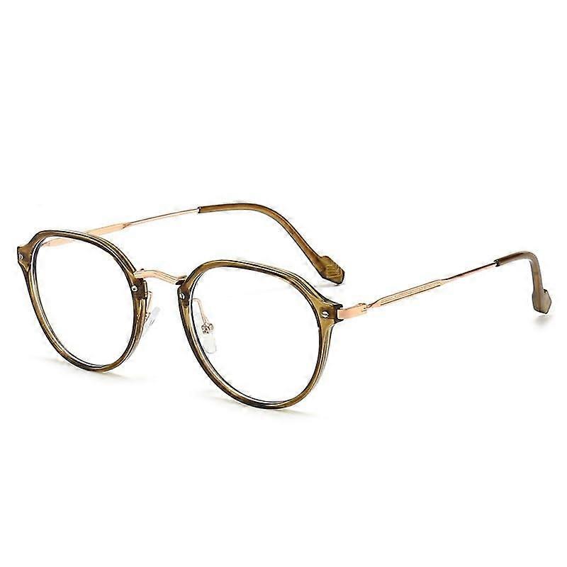 Fashion Oval Antiblue Light Reading Glasses, Antiglare Computer Reader, Antifatigue Glasses With Spring Hinge (Color : Olive green, Size : 350)