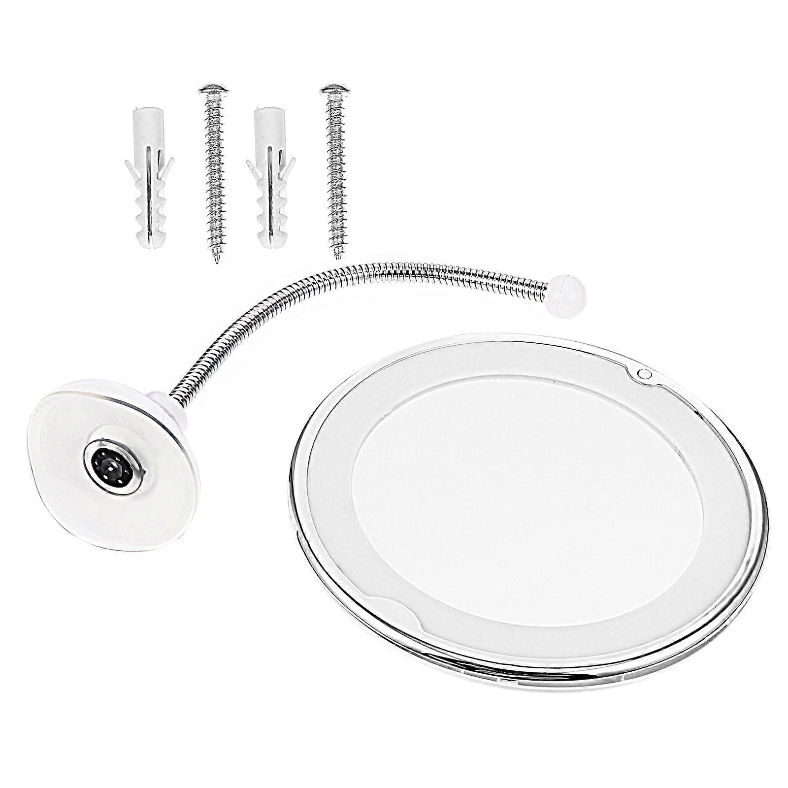 10X Magnifying Makeup Mirror with LED Light and Suction Cup for Desktop White Plastic